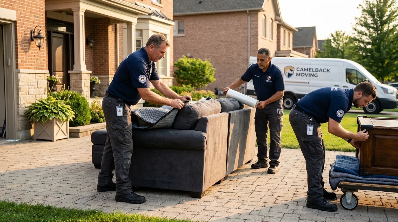 Large estate moving crew wrapping furniture in Adrian, MN